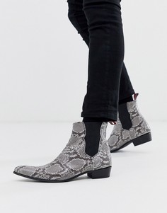 Кожаные ботинки челси со змеиным тиснением Jeffery West Adamant-Серый