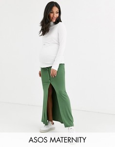 Юбка макси на пуговицах с разрезом ASOS DESIGN Maternity-Мульти