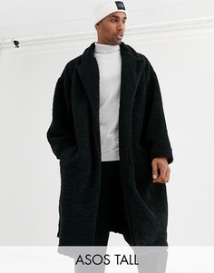 Черное oversize-пальто из искусственного меха ASOS DESIGN Tall-Черный
