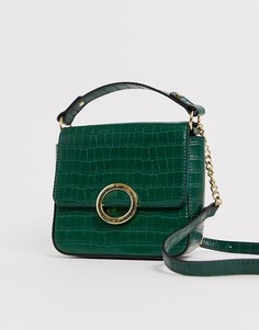Зеленая квадратная сумка через плечо с эффектом крокодиловой кожи Accessorize-Зеленый