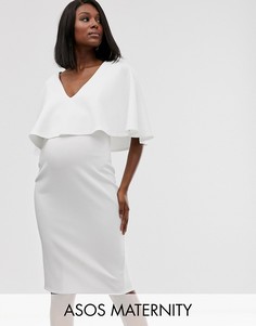 Облегающее двухслойное платье миди для кормящих мам ASOS DESIGN Maternity-Белый