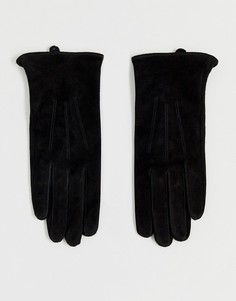 Черные перчатки из кожи и замши Barneys Originals-Черный
