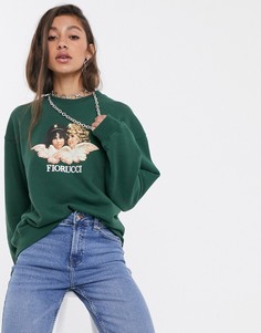 Зеленый свитшот с принтом ангелов в винтажном стиле Fiorucci-Фиолетовый