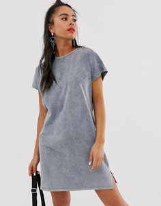 Серое платье-футболка Bershka-Серый