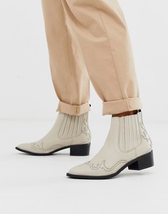 Кремовые ботинки в стиле вестерн Selected Femme-Кремовый