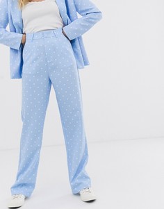 Комбинируемые строгие брюки прямого кроя со звездами Daisy Street-Синий