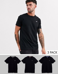 Комплект из 3 футболок с логотипом Hollister-Черный