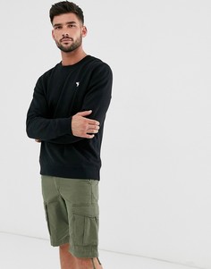 Черный легкий свитшот с круглым вырезом и логотипом Abercrombie & Fitch