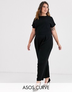 Комбинезон с плиссировкой на лифе ASOS DESIGN Curve-Черный