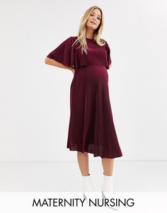 Платье миди для кормления с плиссированным кроп-топом ASOS DESIGN Maternity-Красный