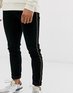 Черные джинсы слим с полосками по бокам Only & Sons-Черный