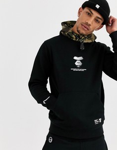 Худи черного цвета с логотипом AAPE By A Bathing Ape Tech Army-Черный