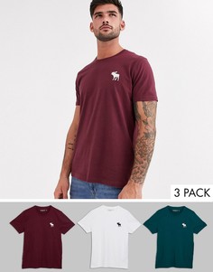 Комплект из 3 футболок с круглым вырезом и логотипом Abercrombie & Fitch-Мульти