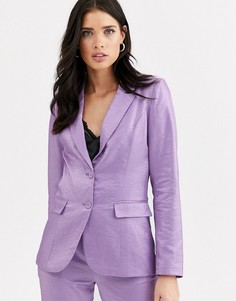 Жаккардовый приталенный блейзер с карманом Fashion Union-Фиолетовый