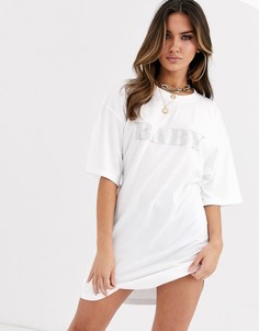 Oversize-платье со стразами Public Desire-Белый