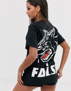 Футболка бойфренда с принтом на спине HNR LDN false-Черный Honour