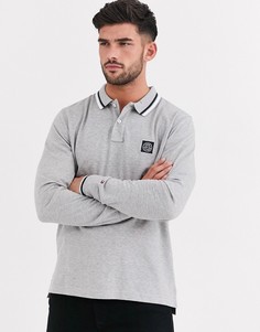 Фактурная футболка-поло с длинными рукавами Tommy Hilfiger-Серый