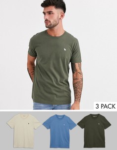 Комплект из 3 футболок с круглым вырезом и логотипом Abercrombie & Fitch-Мульти