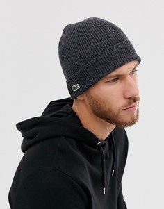 Серая шапка-бини с логотипом Lacoste-Серый