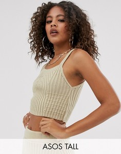 Бралетт в рубчик ASOS DESIGN Tall-Светло-бежевый