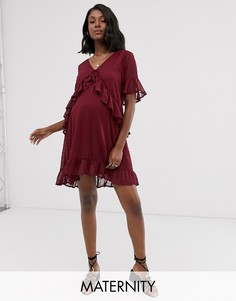 Свободное платье в горошек Wild Honey Maternity-Красный