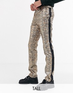 Супероблегающие брюки с леопардовым принтом и эффектом металлик Twisted Tailor Tall-Золотой