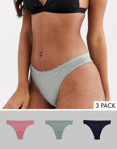 Комплект из 3 кружевных трусов-бразилиана Womensecret-Мульти Women'secret