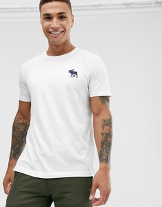 Белая футболка с круглым вырезом и логотипом Abercrombie & Fitch-Белый