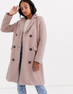 Фактурное пальто с запахом и поясом Y.A.S-Розовый