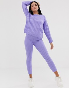 Комбинируемые сиреневые леггинсы в рубчик Missguided-Фиолетовый