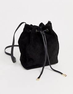 Замшевая сумка-мешок ASOS DESIGN-Черный