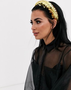 Уплотненный обруч для волос с пайетками ASOS DESIGN-Серебряный