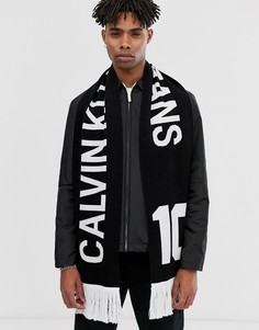 Черный шарф с логотипом Calvin Klein Jeans Supporter