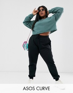 Базовые джоггеры с завязкой ASOS DESIGN Curve Tall-Черный