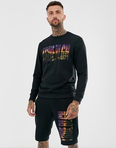Черный свитшот с круглым вырезом и вышитым логотипом True Religion True