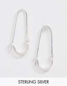 Серебряные минималистские серьги в виде английской булавки ASOS DESIGN-Серебряный