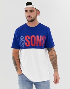 Белая футболка в стиле колор блок с логотипом Only & Sons-Белый