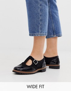 Черные туфли из искусственной замши New Look Wide Fit-Черный