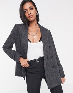 Oversize-пиджак в клетку AllSaints rowen ilia-Черный