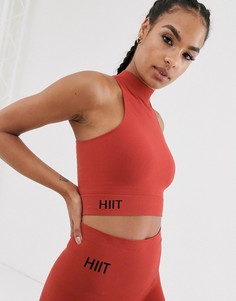 Бесшовный кроп-топ табачного цвета HIIT-Оранжевый