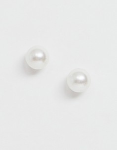 Серебряные серьги-гвоздики с искусственным жемчугом Swarovski Krystal London, 10 мм-Белый