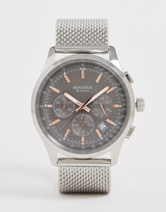 Серебристые часы с сетчатым браслетом и серым циферблатом Sekonda-Серебряный