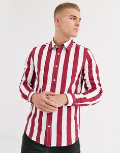 Рубашка узкого кроя в широкую полоску Process Black-Красный