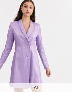 Жаккардовое платье-пиджак с эффектом металлик Fashion Union Tall-Фиолетовый