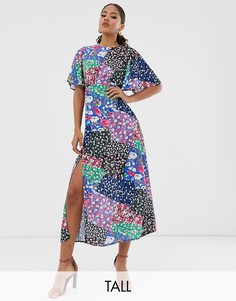 Платье мидакси с разноцветным платочным принтом John Zack Tall-Мульти