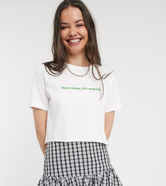 Укороченная oversize-футболка из органического хлопка с надписью New Girl Order-Белый