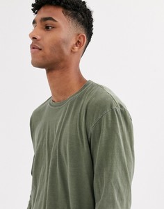 Oversize-футболка с длинным рукавом цвета хаки Reclaimed Vintage-Зеленый