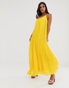 Плиссированное платье макси на одно плечо Missguided-Желтый