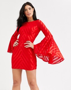 Платье мини с расклешенными рукавами City Goddess-Красный