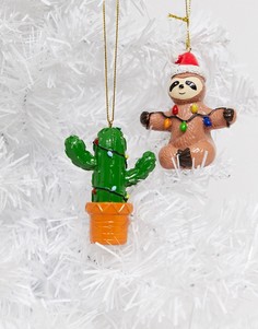Новогоднее украшение в виде ленивца и кактуса Typo-Мульти